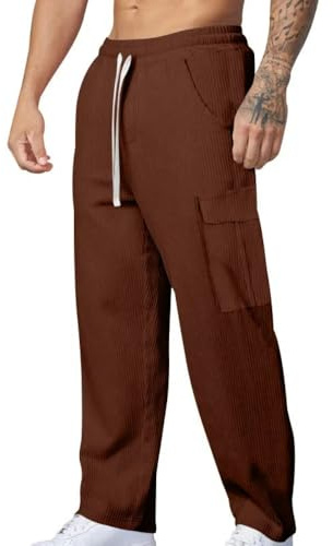 MakingDa Hombre Cargo Pantalones de Pana Caballero Multibolsillos Cordon Cintura Elastica Jogger Pantalones Casual Jogging Chandal Pantalon Bolsillos Laterales Regular Fit Atletismo Moda Casa