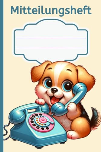 Mitteilungsheft A5 liniert Hund: Elternheft für Grundschule, Schule, Hort, Kindergarten, Muttiheft zur Kommunikation zwischen Erziehern und Eltern, ... für die Schultüte, Zuckertüte zum Schulanfang
