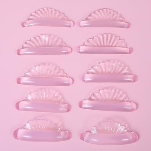 10 pcs Eyelash Lift Pads 5 Sizes Lash Lift Shields Self-Adhesive No Glue Rods Silicon Soft Eyelash Pads for Shield DIY Use at Home or Salon(with Storage Box)