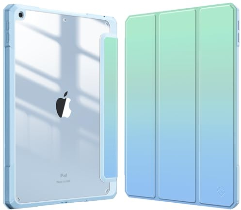 FINTIE Hybrid Case Compatible with iPad 9th / 8th / 7th Generation (2021/2020/2019) 10.2 inch - Shockproof Cover with Clear Back Shell w/Pencil Holder, Auto Wake/Sleep, Seaside Ombre