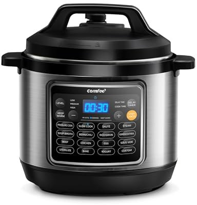 COMFEE’ 16-in-1 Electric Pressure Cooker with Non-Stick Pot for Yogurt, Rice, Slow Cooking, Steaming, and More, 8 Quarts