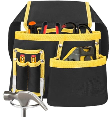 Ceinture Outils Bricolage, Conception de Combinaison Gratuite Multi-Pack, Amélioré et Détachable Sacoche Outils, Super Résistant à L'usure Ceinture Bricolage, aux Jardiniers, Artisans (noir)