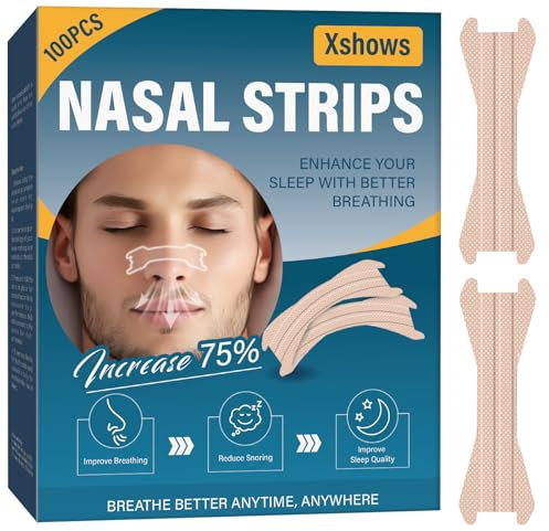 Nasenpflaster Gegen Schnarchen, 100 StüCk Nasenpflaster FüR Besseres Atmen, Nose Strips Zur Linderung Von Verstopfter Nase Durch Allergien, FüR Erholsamen Schlaf