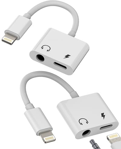 Lightning till Jack AUX-adapter 3,5 mm hörlurar (2 stycken) för iPhone 14 13 Pro Max iPad Hörlursadapter för Apple Audio AUX Hörlurar Kabelkontakt Dubbel Bil Tillbehör Laddare