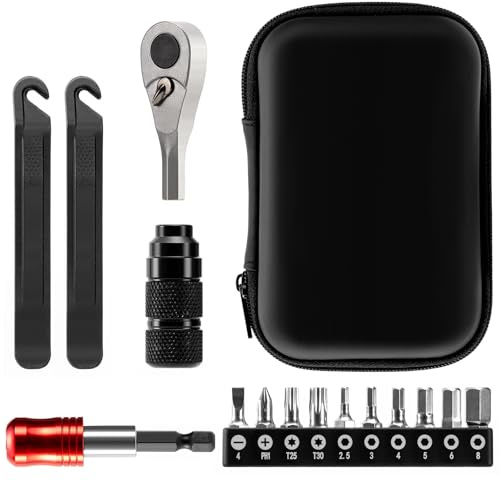 WINFAVO Bike Repair Tool Kit with 10 Magnetic Bits - Alloy Multitool for Bicycle, MTB, Road Cycling - Portable Multifunction Tool Set in One Safety Kit