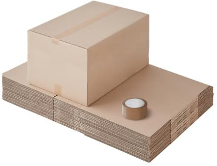 Pack and Move - Lot 20 cartons déménagement seconde main - 57 x 39 x 34 cm - Cartons réemployés - Seconde vie - 1 adhésif