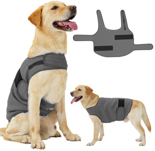 Dog Anxiety Jacket, Calming Jacket – Skin-Friendly Anti-Anxiety Vest for Thunder, Fireworks, Vet Visits and Separation – Helps Keep Dogs Relaxed Without Medicine or Complex Training(Dark Gray,XL)