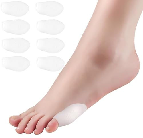 8 Piece Pinky Toe Gel Bunion Protector Silicone Tailor's Bunion Corrector | Little Toe Separator Cushion Soft Gel Pads Alignment Relief Bunionette Pain Relief for Callus Blisters Corns Foot Care Unisex