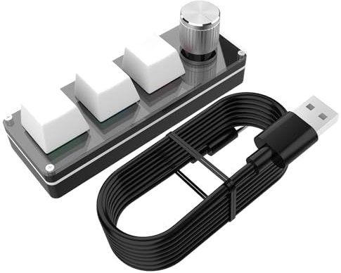 Genérico Programmable Keyboard, Mechanical Macro Keypad, 3.94x0.79x1.18 Inches, Low-Noise Tactile Keys, Compact Design, Customizable Shortcut Pad for Work Study Business Computer Use