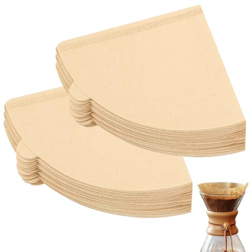 YUVKIN 100 Unidades Filtros de Papel para Café, Filtros de Café en Forma de V, Papel de Filtro Cónico para Cafeteras y Tazas de Filtro 2-4 Tazas (Tamaño 2, Filtro 02)