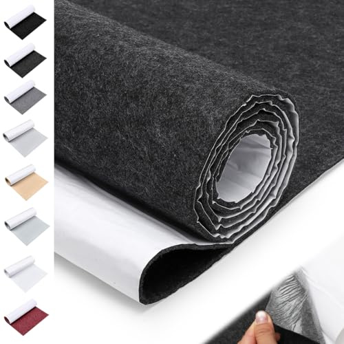 LOMUG Självhäftande filt 1 mm mörkgrå, 50 x 150 cm självhäftande filt självhäftande filttyg självhäftande filt campare nålfilt hobbyfilt för gör-det-själv bil låda liner soffa bordsben bildram kopp