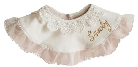 Guohetuk Babero de Algodón, Triangular/paño para Eructar con Encaje, Suave, Ajustable, Absorbente para Niños, Niñas, Recién Nacidos, para La Alimentaci, blanco