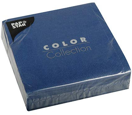 PAPSTAR 50 Servietten, 3-lagig 1/4-Falz 33 cm x 33 cm dunkelblau, Sie erhalten 14 Packungen á 50 Stück (insgesamt 700 Stück)