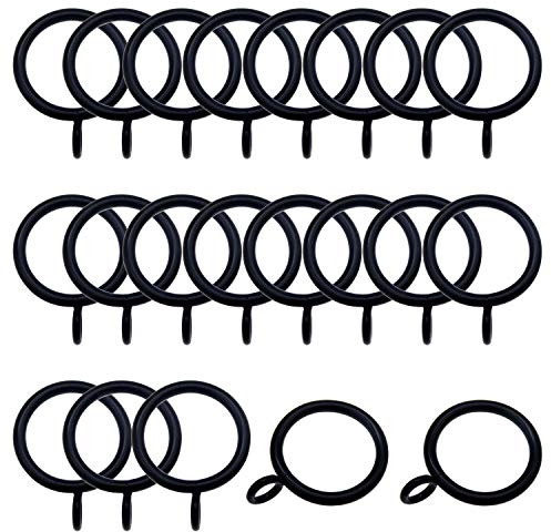 Julie Wang 10 Pieces Durable Iron Metal Curtain Rings Black Color Drapery Voile Curtain Pole Rod Rings Hanging Eyelet Loops 45mm
