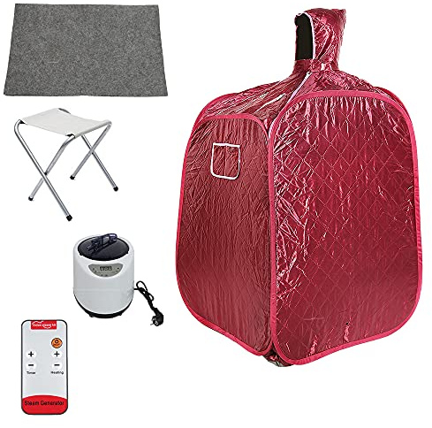 XUANYU Mobil miniångbastu hembastu värmekabin sittbastu bastukabin familjebastu bärbar bastu spa 5 färgvarianter, ca 80 x 80 x 100 cm (rött vin)