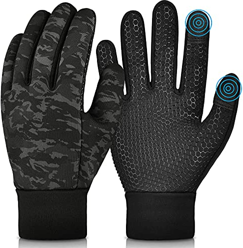 OOPOR Kinder Winter Handschuhe Touchscreen - Dick Anti-Rutsch Winddichte Winterhandschuhe für Jungen Mädchen Outdoor Laufen Junge Fahrradhandschuhe Camouflage Druck Weiche Warme 8-10 Jahren