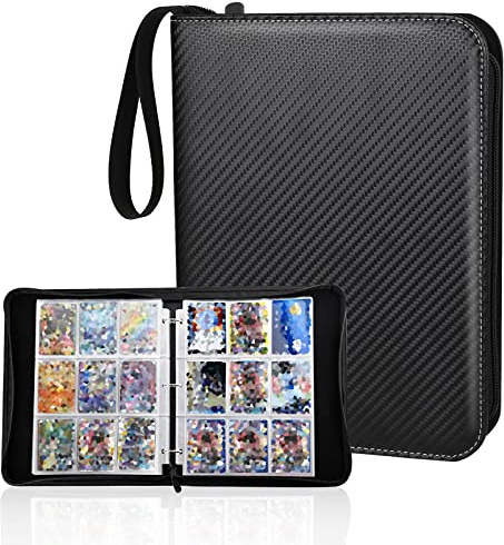 Album Para Cartas 720 Cartas 40 Paginas，Material de cuero Álbum de para cartas coleccionista, Álbum de recortes para tarjetas, Transparente e impermeable para tarjetas de tamaño estándar
