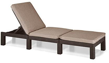 Allibert by Keter Daytona Deluxe Outdoor Garden Sun lounger - Brown with Taupe Cushion