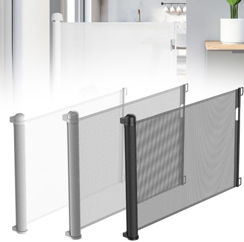 YARDIN Trappskydd, utdragbart dörrskydd 0–150 cm för spädbarn och husdjur, trappgrind, avspärrningsgaller, barnskyddsgaller för trappor/dörrar/inomhus och utomhus (87 cm hög, vit)