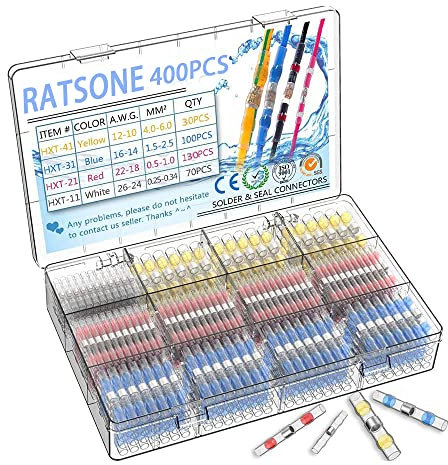 400 Pièces Connecteur Electrique，Connecteur Electrique Etanche，Connecteurs électriques Avec Gaine Thermorétractable, Cosse Electriques Pour Automobiles Motos