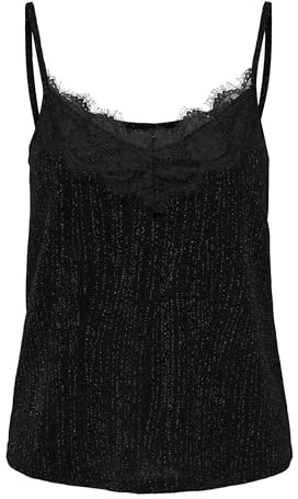 ONLY Onlnew Carol S/L Glitter Mix Top Boxjrs Haut, Noir/détail : Noir zigga, S Femmes