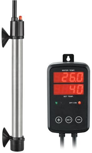 Weipro Titan Aquarium Heizung 100W 200W 300W 500W 800W 1000W 1300W, Tauchbare Aquarium Heizstab mit Temperaturregler, 0℃~40℃ Einstellbar, Geeignet für 80l ~ 150l Salzwasser Süßwasser, MX-9016(200W)