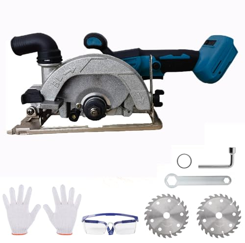 Mini scie circulaire sans fil pour Makita 18 V, scie circulaire portative sans balais avec 2 lames de scie, moteur en cuivre peut couper en diagonale 6200 tr/min pour le travail du bois, du métal, du