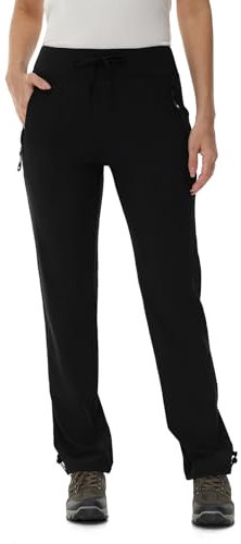 TBMPOY Women's Hiking Pants Lightweight Water Resistant Travel Casual Stretch Quick Dry Work Outdoor Zipper Pockets Black L