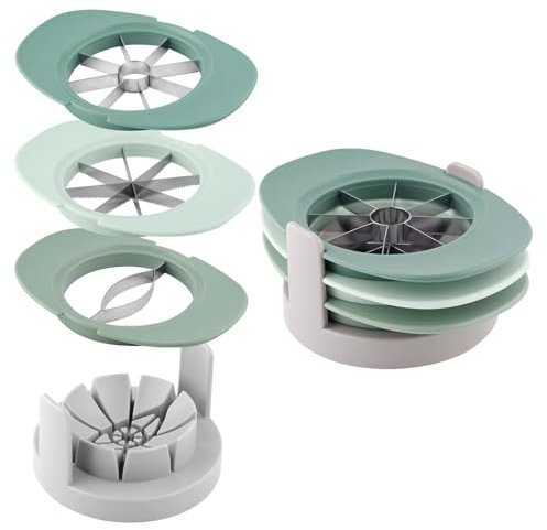 Gosknor Coupe-Fruits, Vide-Pomme 4 en 1 Coupe-Tomates et Légumes en Acier Inoxydable 430 Vert Ustensile de Cuisine Multifonctionnel pour Couper les Fruits et Légumes