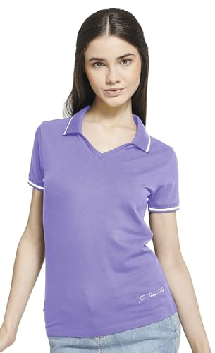 THE PEOPLE REP. Damen Poloshirt/Elegantes T-Shirt mit Kragen aus Baumwolle mit Stretch, Flieder, Gr. M