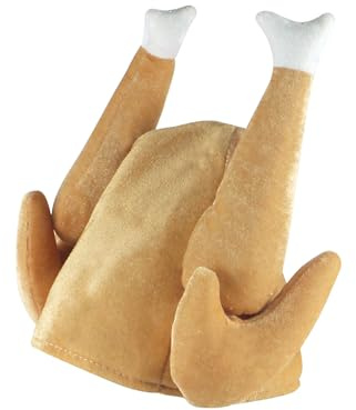 FASHION I LOVE Christmas Turkey Soft 3D Hat Cooked Chicken Hats Secret Santa Cap Adult Size Xmas Novelty Party Headwear - Thanksgiving Party Headdress (Cooked Turkey Hat)