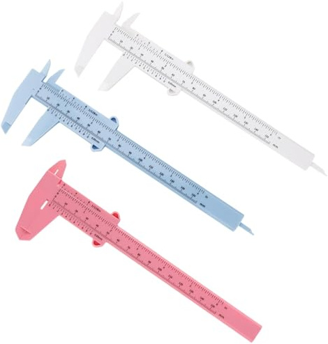 3 Pcs Vernier Caliper 6 Inch150 mm Mini Plastic Caliper Double Scale Ruler Measuring Tool Plastic Sliding Measuring Device for Jewelry Carpentry Office White and Blue and Pink