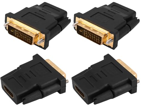 BTFO 4uds Adaptador DVI-I Bidireccional, Adaptador DVI-D Macho a Hembra Bidireccional Chapado en Oro Compatible con Convertidor Puerto 4K 60HZ para Monitor Displayport Computadora Proyector TV