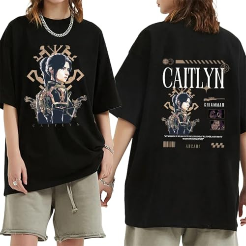 Arcane Caitlyn Kiramman Oversized T-Shirt | Unisex Cotton Tee with Piltover Enforcer Graphic for Fans