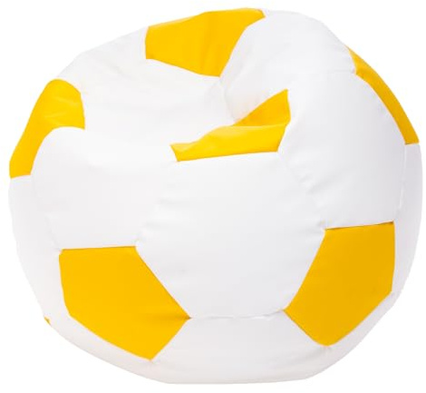 Ecopuf Football Sack M - Lekdyna i hållbart material - Perfekt för fotbollsfans, barn - Sittpuff vardagsrum - Sammetspuff - Puff säck för spelstol - 65x45 cm - Citrongul E18