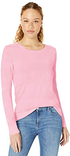 Amazon Essentials Pull Col Rond Léger À Manches Longues (Grandes Tailles Disponibles) Femme, Rose Clair, S