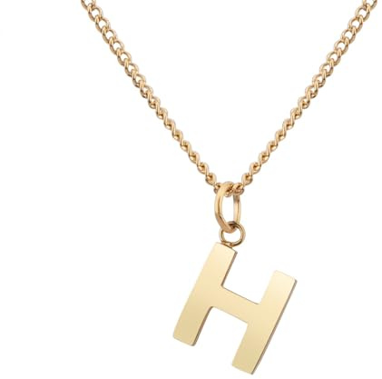 Kedja med bokstaven H Guld 18 karat - Vattentät I Guldkedja för damer med A-Z hänge I Initial Letter Chain