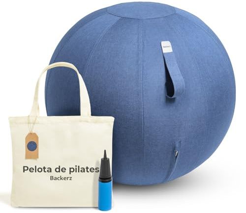 Backerz Balance Ball Chair for Office & Home - Ergonomic Exercise Ball for Posture & Back Pain Relief, Yoga Ball Chair - Sitting Ball with Washable Linen Cover