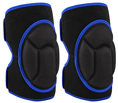 Jodsen Knee Pads for Work, Protective Garden Kneeling Pads Anti-Slip Collision Avoidance Knee Sleeve for Women and Men, Multifunction Knee Caps for Gardening, Sport, Skating (Black with Blue Rim)