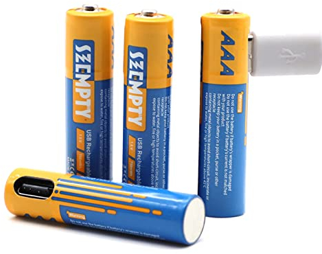 SZEMPTY Lithium Wiederaufladbar Batterien AAA, 1,5V USB Li-Ion AAA Akku Aufladbare,750mWh Mit Typ C Ladekabel, Schnellladung in 1 Stunden,(4er Pack)