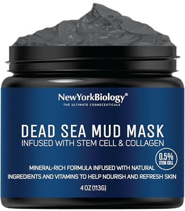 New York Biology Dead Sea Mud Mask for Face, Body | with Stem Cell and Collagen | Spa Quality Pore Refiner for Oily Skin | Natural Skincare for Women, Men | Tighten Skin | 113 g