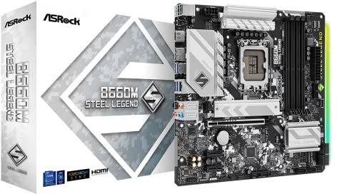 ASRock B660M STEEL LEGEND, Intel B660, 1700, Micro ATX, 4 DDR4, HDMI, DP, PCIe5, 2.5G LAN, RGB, 2x M.2