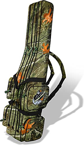 normani Rutentasche Rod Case Angelkoffer Futteral mit 2, 3 oder 4 Ruten-Fächern, Verschiedene Längen wählbar - stark wasserabweisender Fishing Rucksack Autumn Camo 2 Innenfächer 125 cm