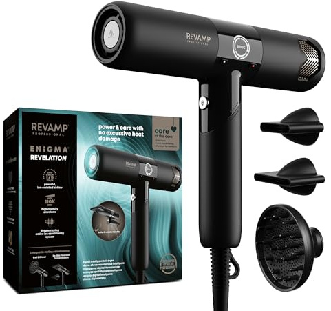 Revamp iGen Progloss Professional Superlite hårtork, 2 stylingmunstycken, 1 diffusorfäste, 4 värme och 3 hastigheter, lätt när du är på språng