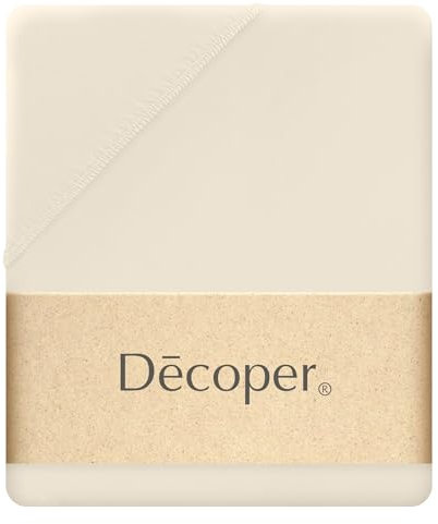 Decoper ® Mako-Feinjersey Spannbettlaken aus 100% Baumwolle | Atmungsaktiv & kuschelig weich | Oeko-Tex Zertifiziert | bis 25 cm Matratzenhöhe | 90-100 cm x 200 cm | Farbe Champagner