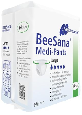 14x Beesana Medi-Pants Inkontinenz Pants Größe XL - Windeln für Erwachsene Männer & Damen - Hüftumfang 120-165 cm - Absoluter Schutz bei Blasenschwäche - Hohe Saugkraft und Atmungsaktiv