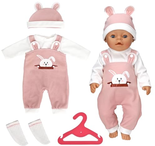 Leogony 5PCS Dolls Clothes 18 Inch Doll, Born Doll Outfits 35-45cm Birthday Set (Rabbit)
