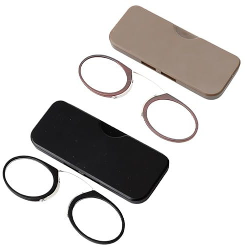 Occhiali da Lettura Unisex, 2 Pezzi Ultraleggeri Mini Nose Clip, Flessibili Portatili Antiscivolo per Uomo Donna, Multicolore, 2.0×