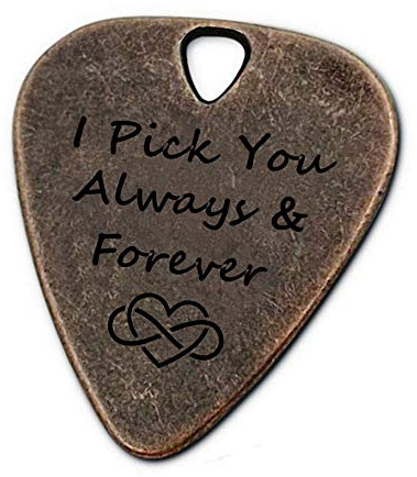JUPPE Music Gifts For Him Her, Bronze I Pick You Always And Forever Guitar Pick Plectrum Anniversary Birthday Gifts For Boyfriend Husband Couples (Always and Forever)
