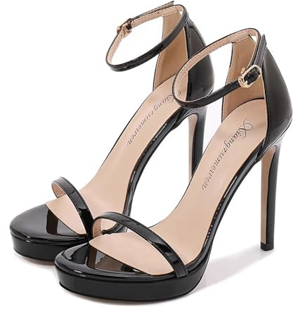 GZHMMAN Tacones Altos High Heels Plataforma Mujer Stiletto Tacones Altos Sandalias Punta Abierta Vestido Hebilla Sandalias Tacón Boda Zapatos,Black,36